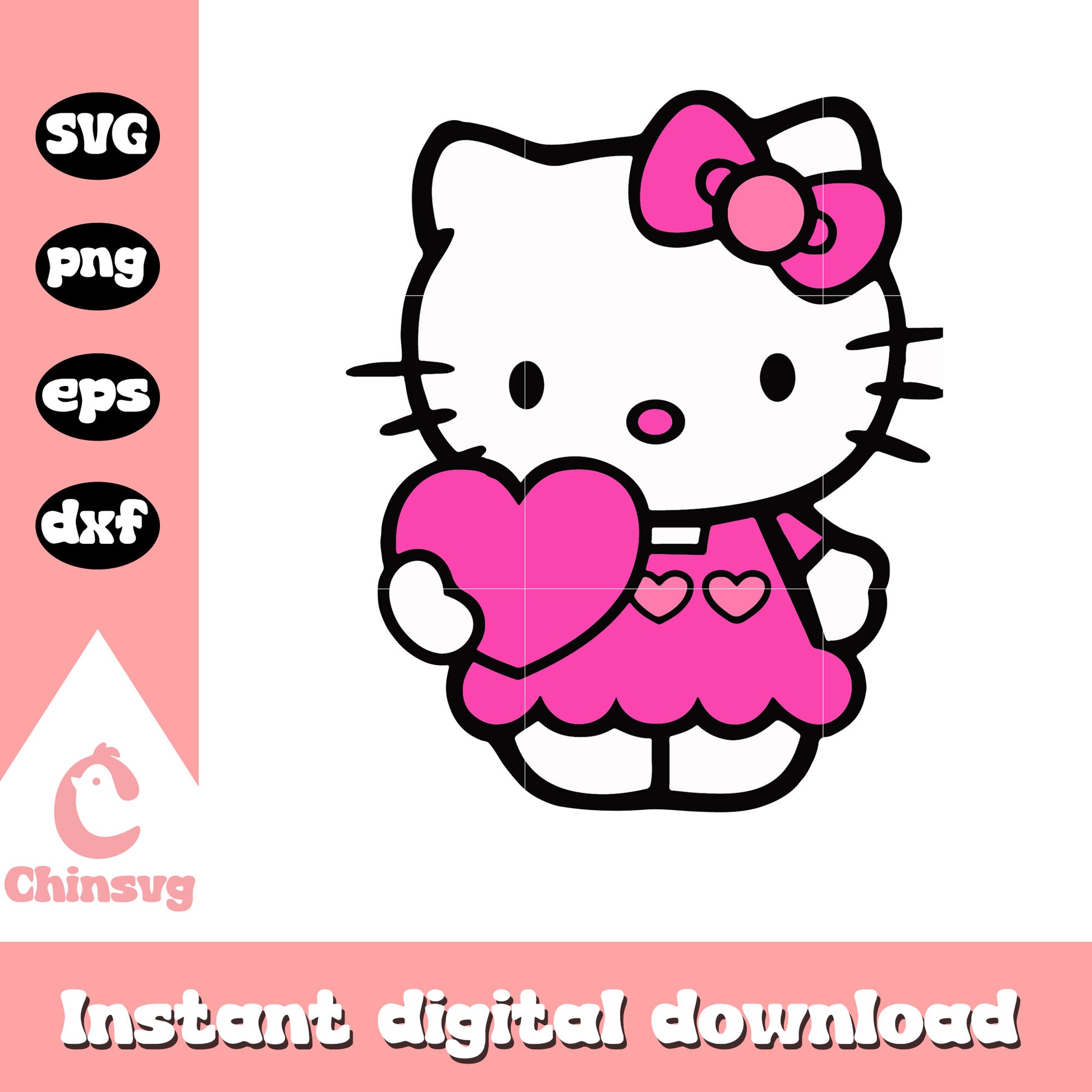 Hello kitty pink love cartoon svg, hello kitty love svg