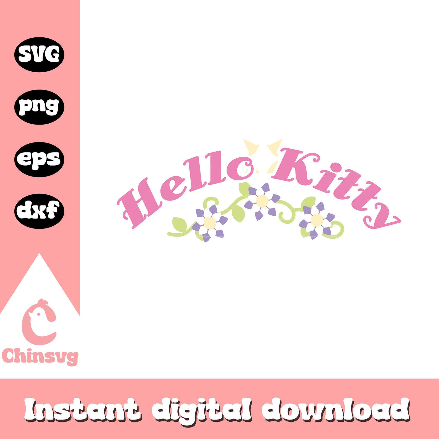 Hello kitty pink name design svg, hello kitty name svg, kitty cat svg