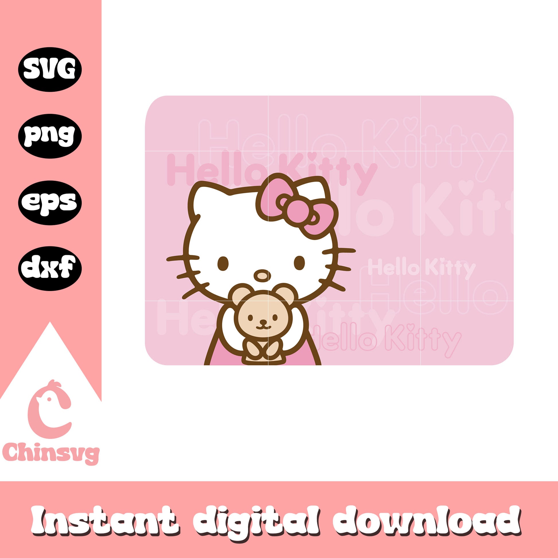 Hello kitty pink rectangle svg, hello kitty cat svg, sanrio cartoon svg