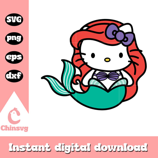 Hello kitty princess ariel svg, hello kitty svg, the little mermaid​ svg