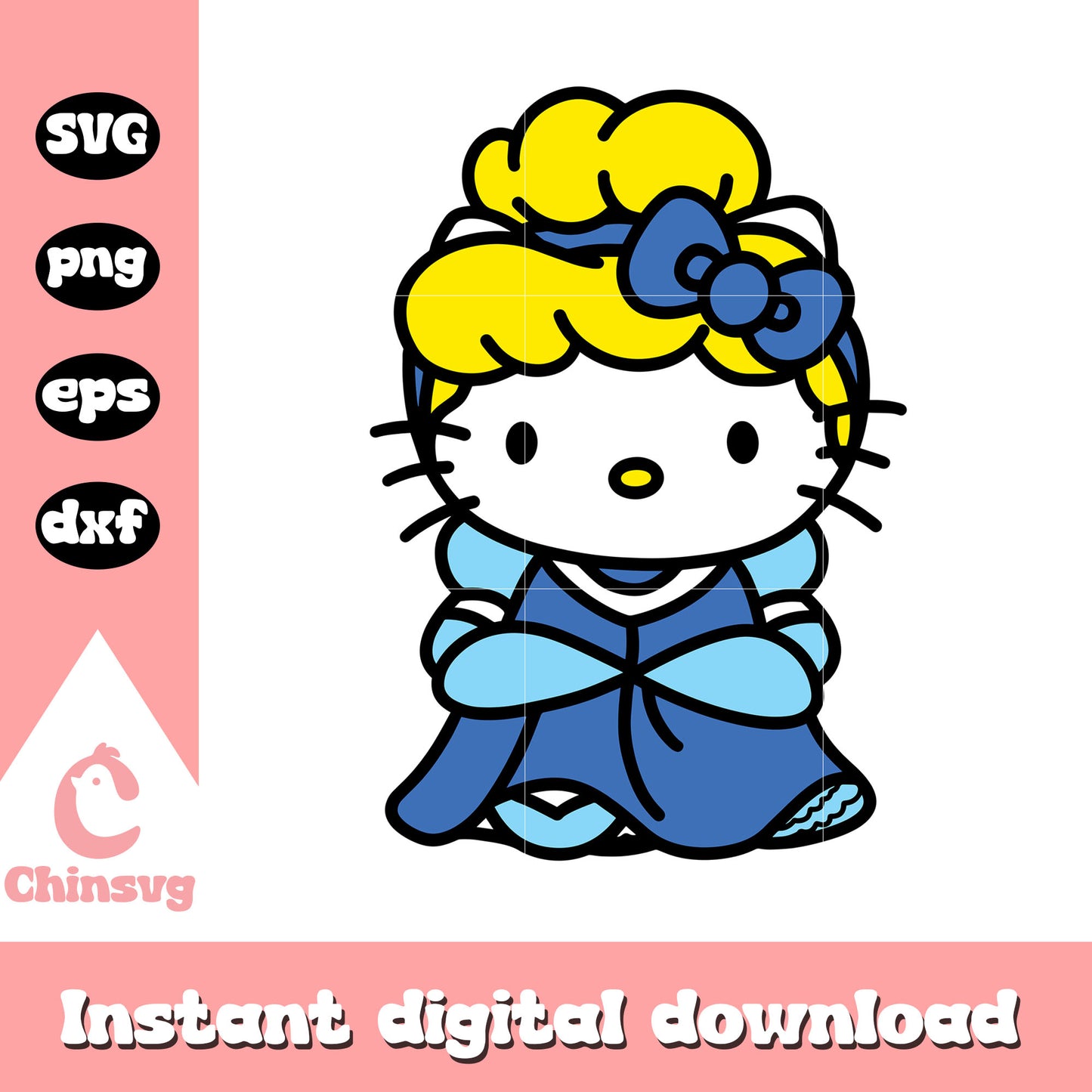 Hello kitty princess cinderella svg, hello kitty svg, cinderella svg