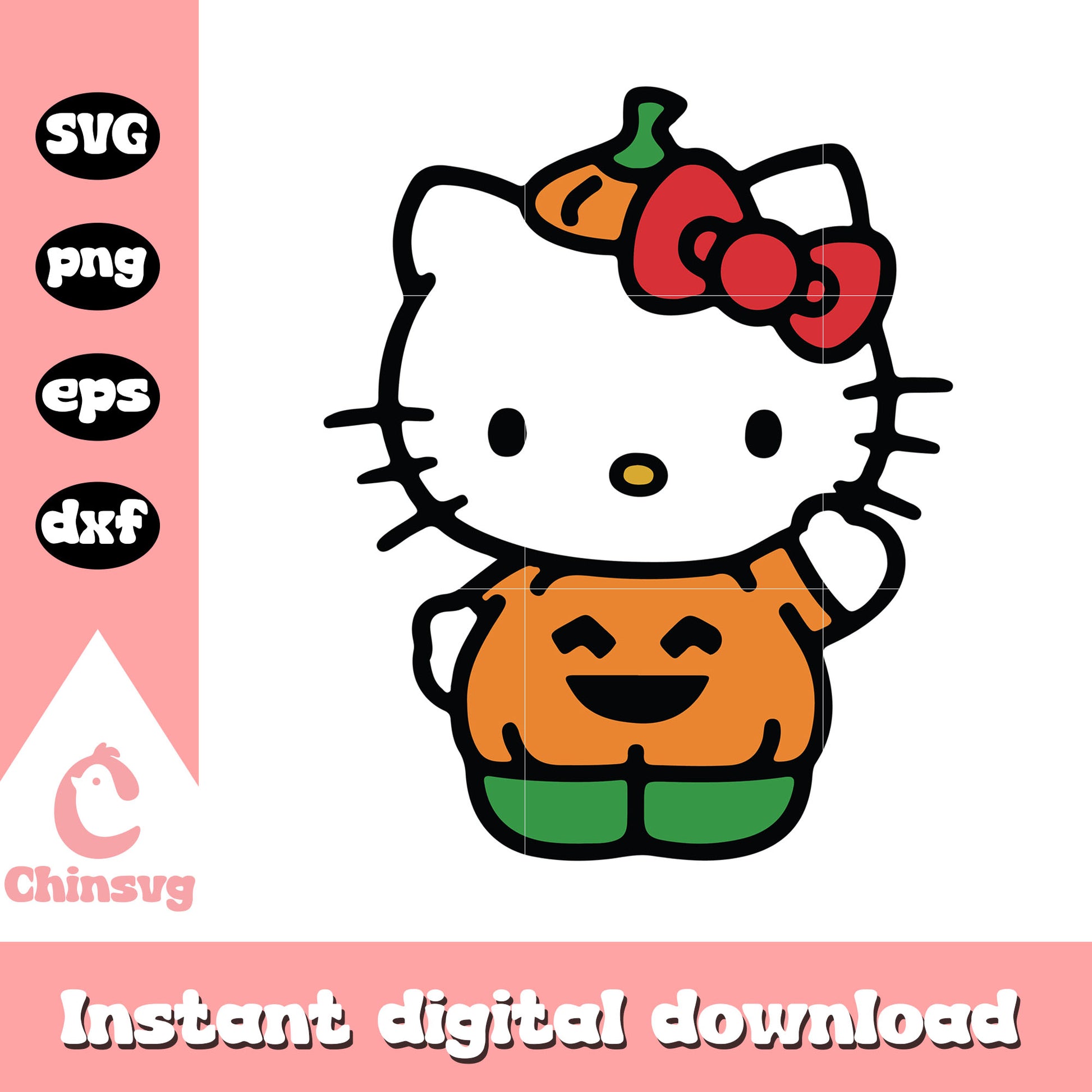 Hello kitty pumpkin deisgn svg, halloween hello kitty svg