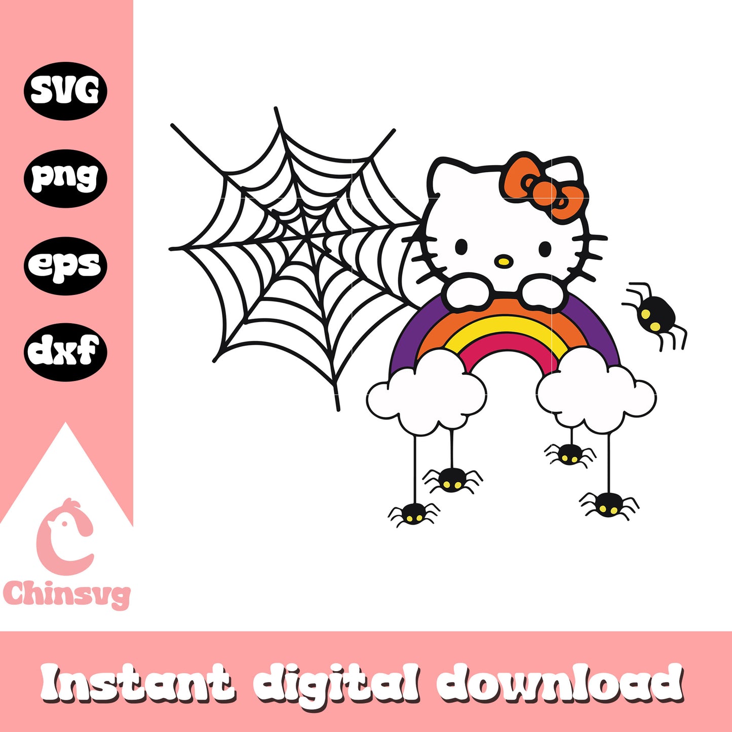 Hello kitty rainbow halloween svg, hello kitty halloween svg