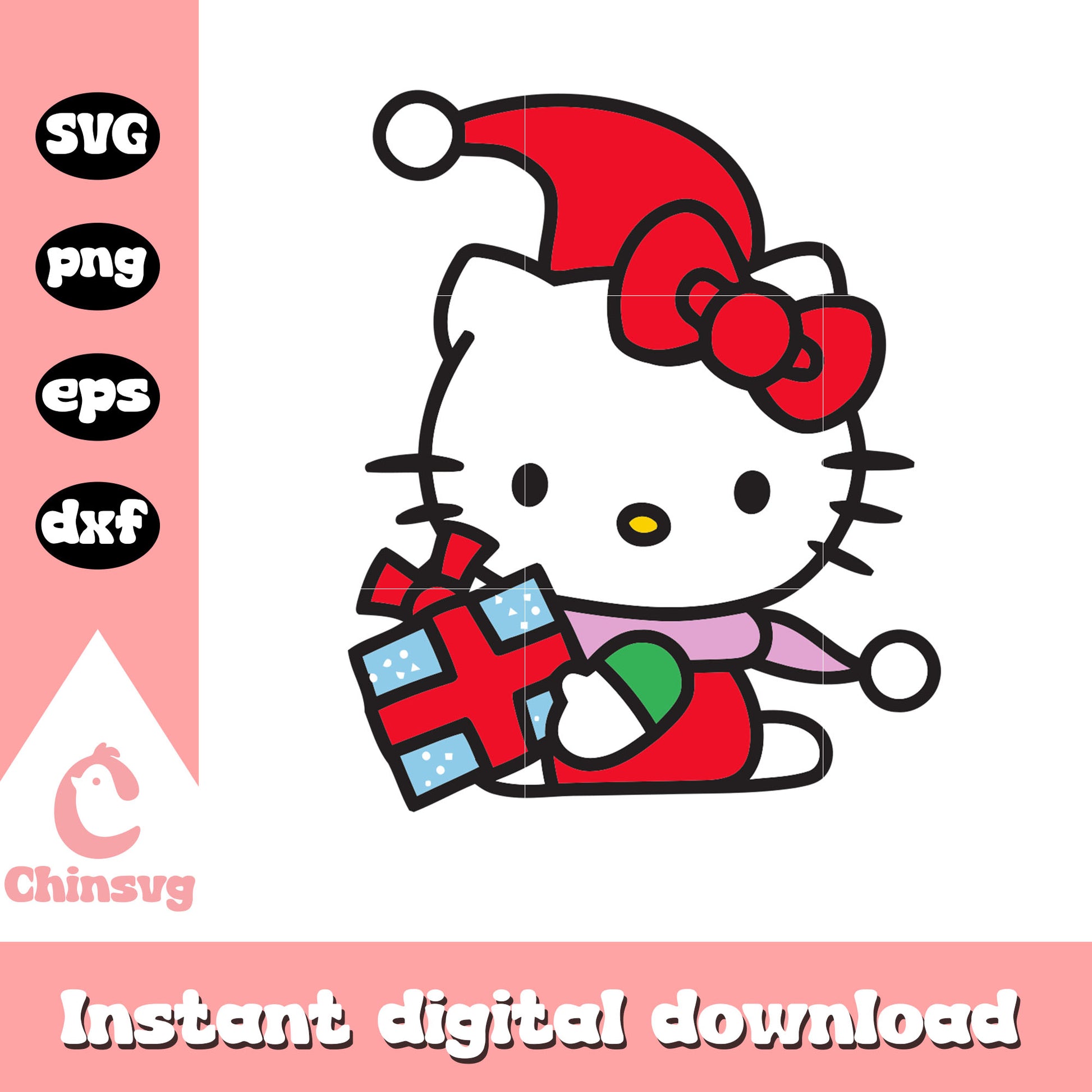 Hello kitty red costume gift svg, hello kitty winter svg