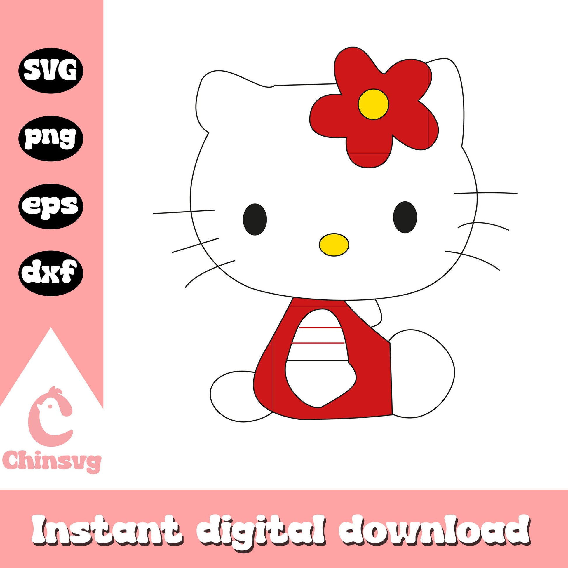 Hello kitty red vibes cartoon svg, hello kitty cartoon svg