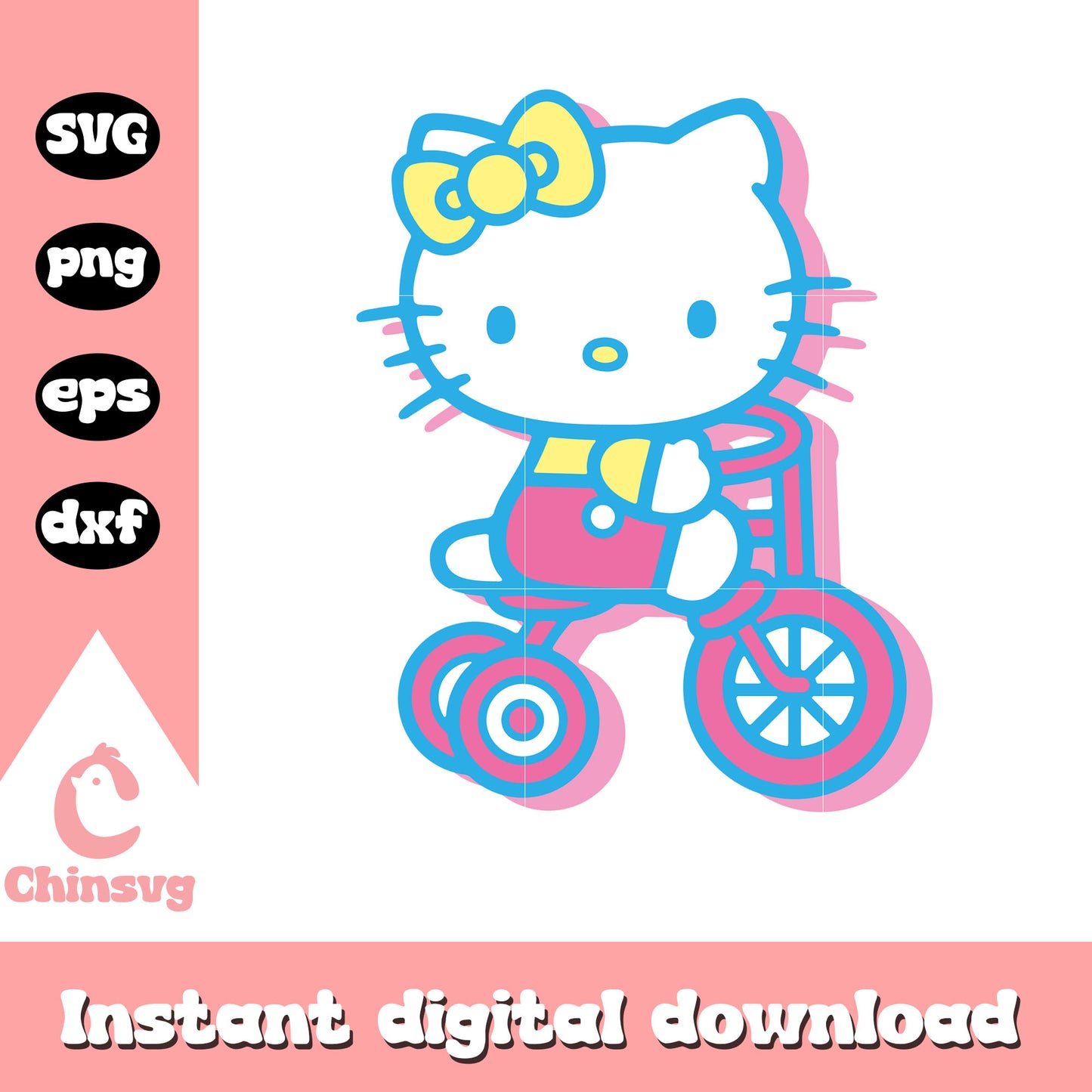 Hello kitty riding a bike svg, hello kitty on bike​ svg