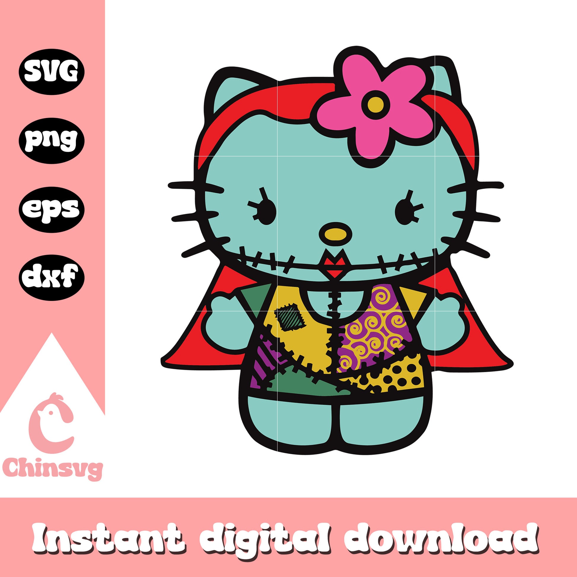 Hello kitty sally halloween design svg, hello kitty halloween svg