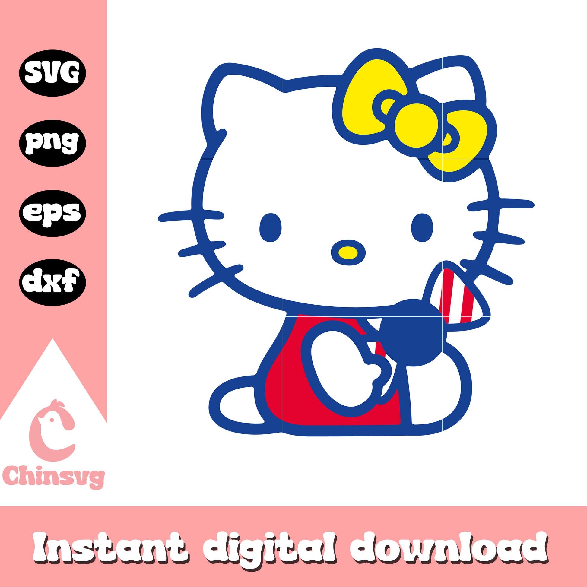 Hello kitty sitting with bow tie svg, hello kitty cat svg