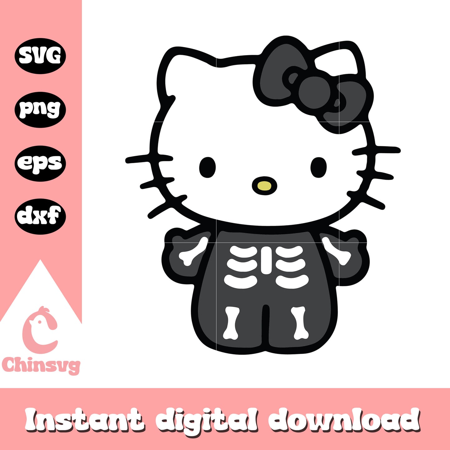 Hello kitty skeleton svg, hello kitty svg, halloween svg