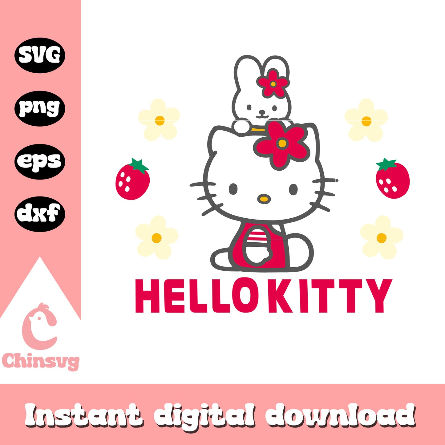 Hello kitty strawberry cartoon svg, hello kitty cartoon svg