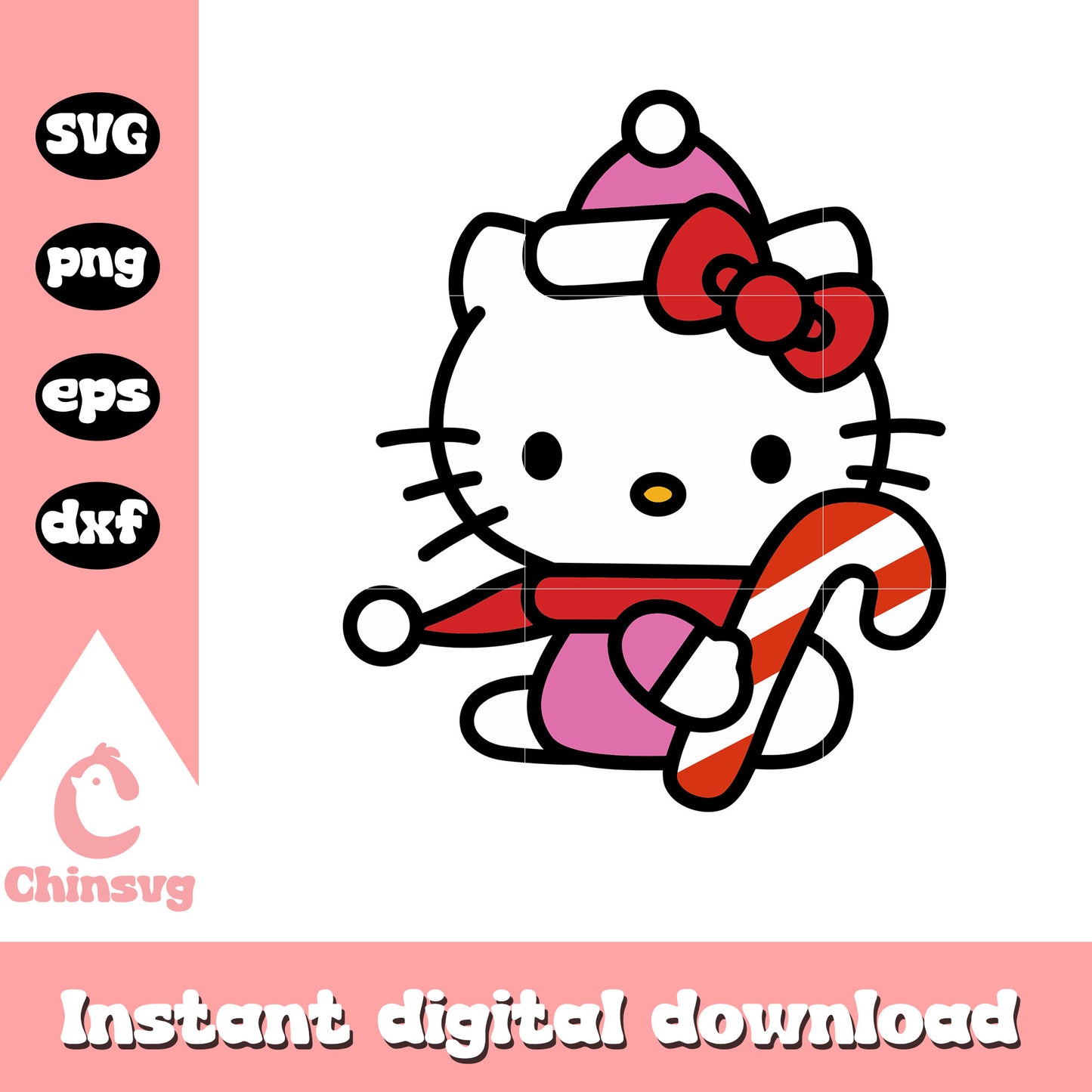 Hello kitty winter and christmas candy svg, hello kitty love svg