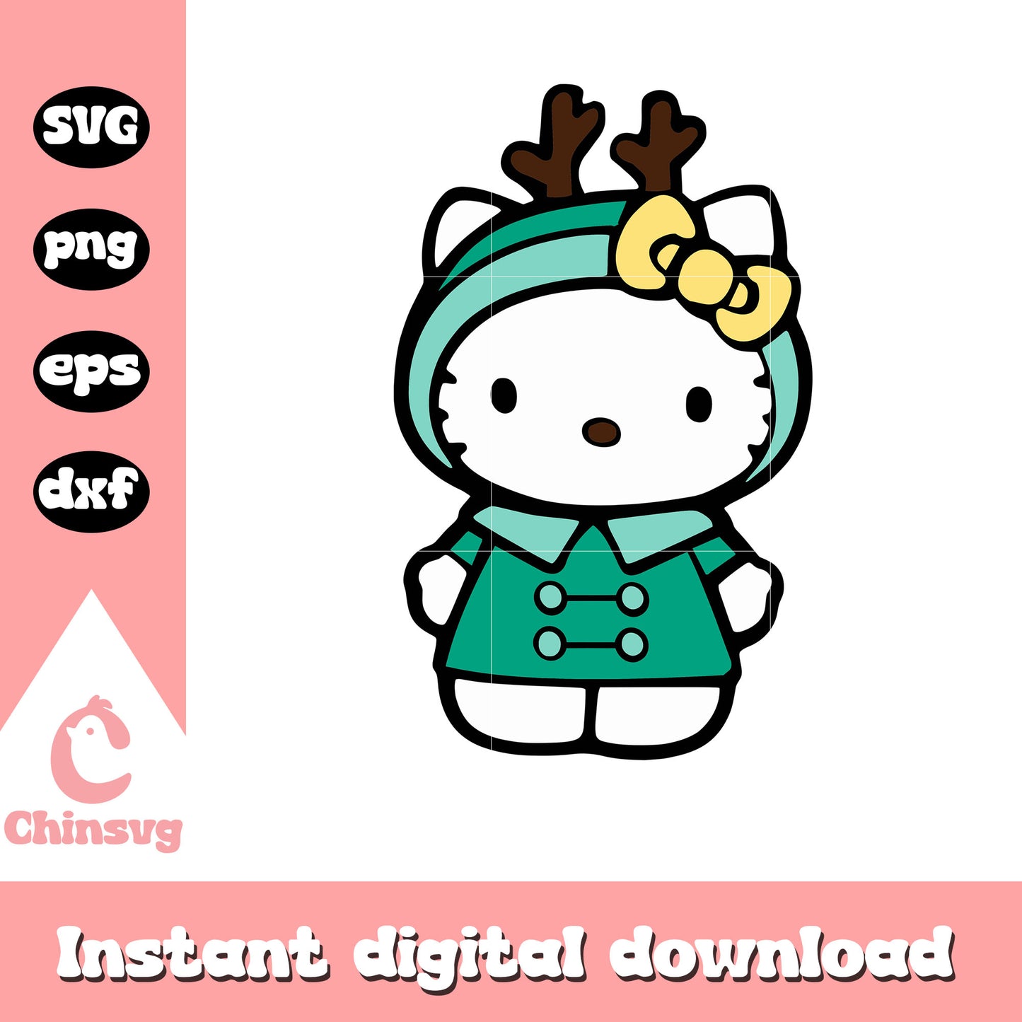 Hello kitty winter costume design svg, hello kitty winter svg