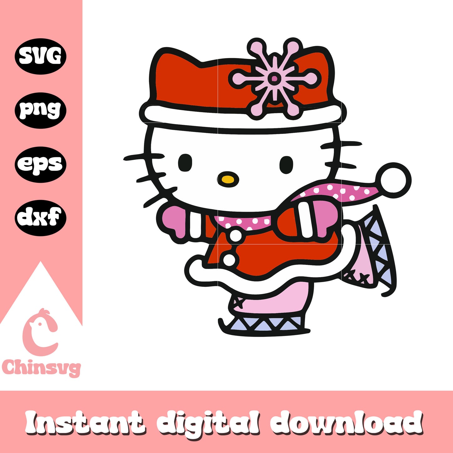 Hello kitty winter costume file svg, hello kitty winter svg