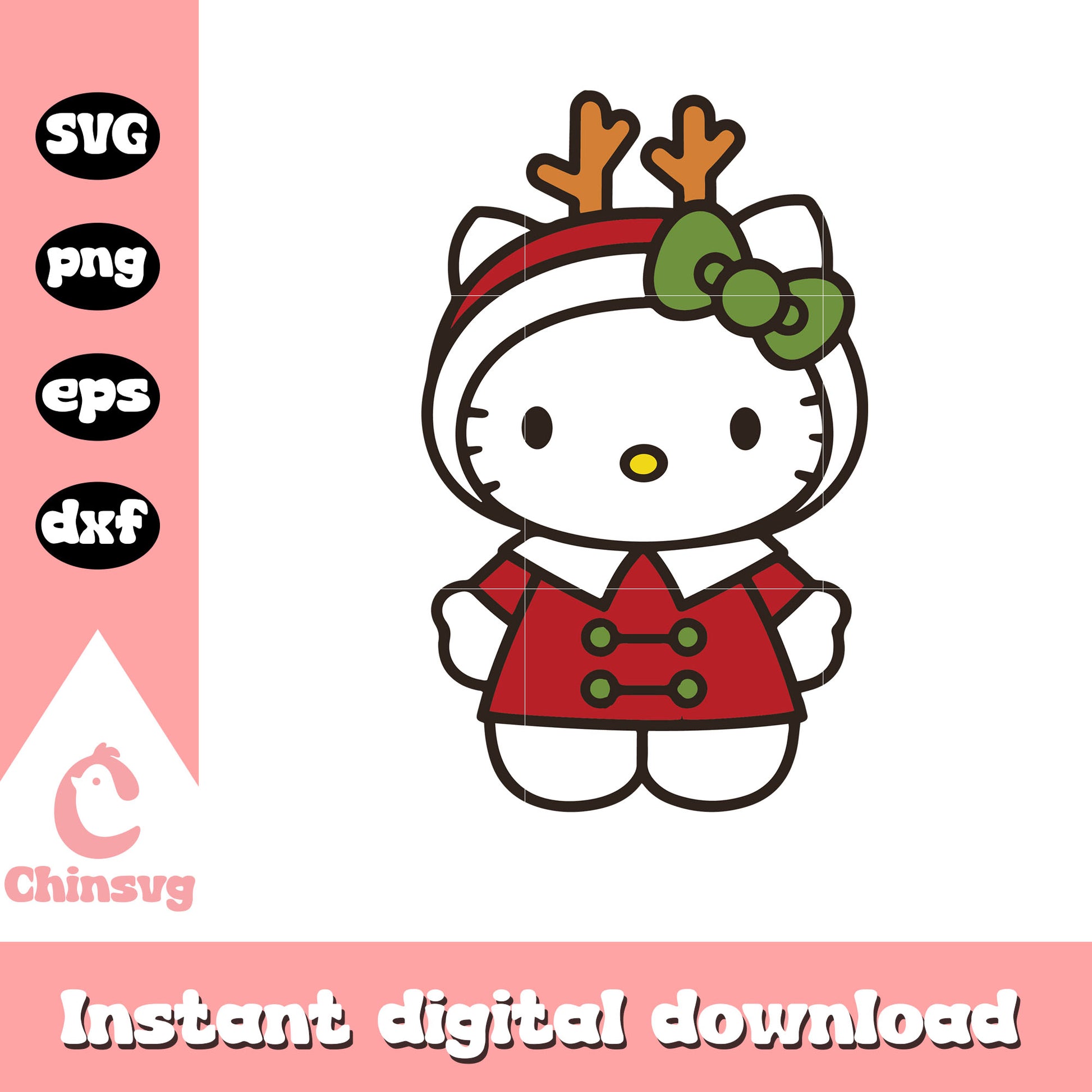 Hello kitty winter costume svg file, hello kitty winter svg, kitty cat svg