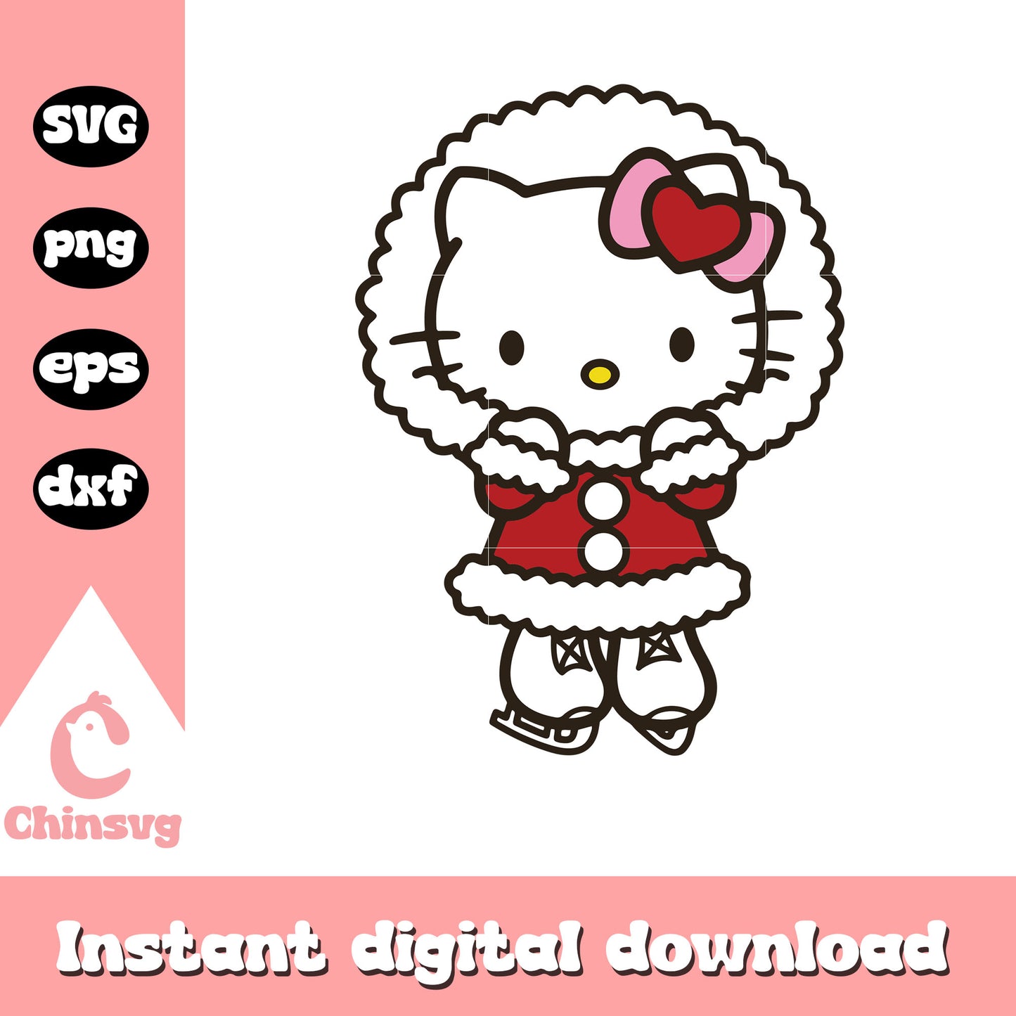 Hello kitty winter red costume svg, hello kitty winter svg, kitty cat svg