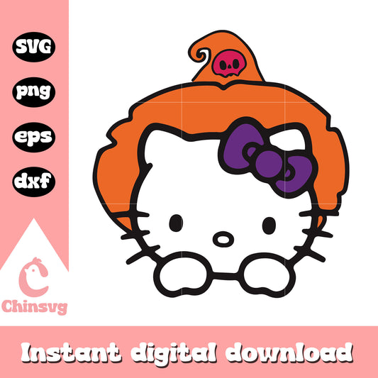 Hello kitty witch face halloween svg, hello kitty halloween svg