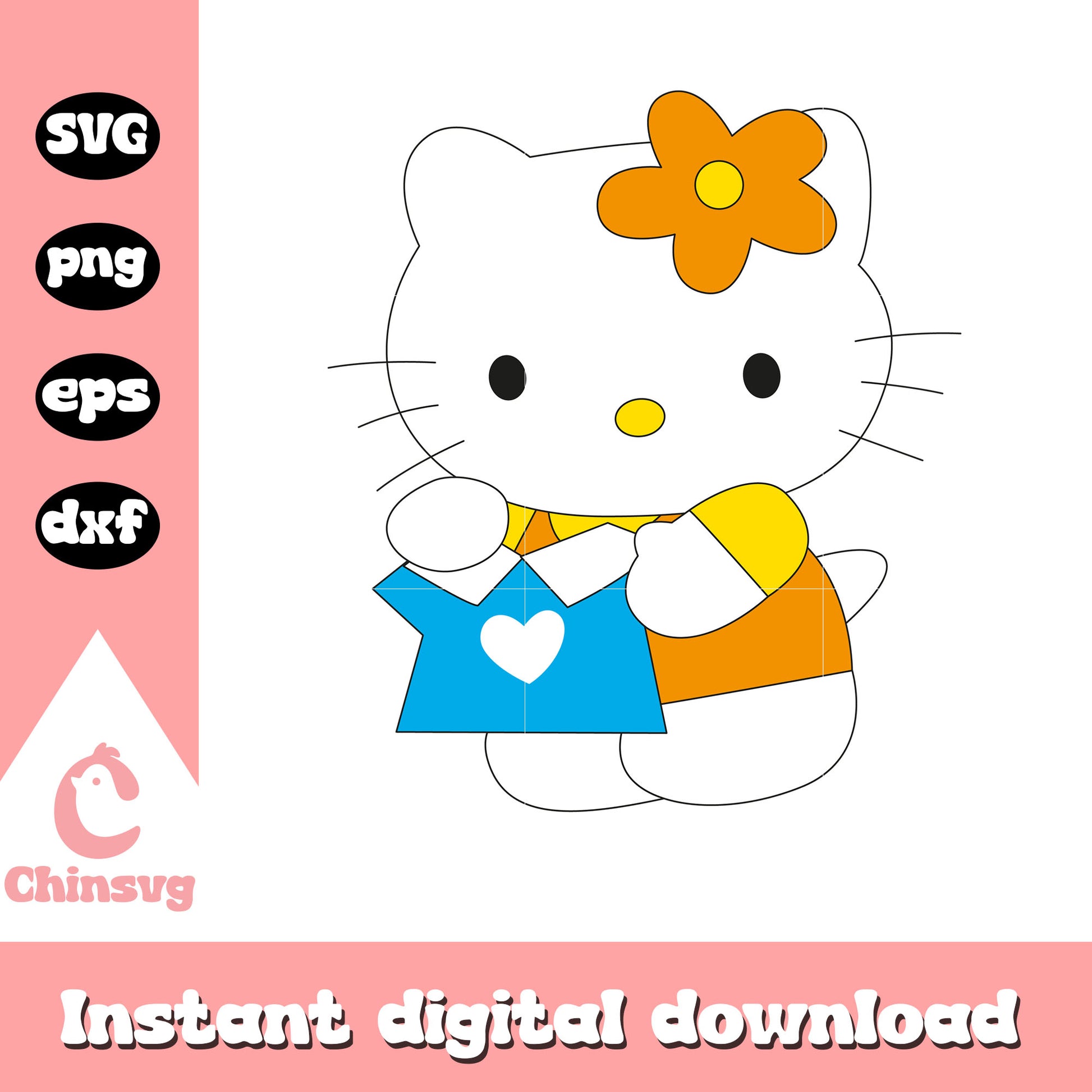 Hello kitty with clother sanrio svg, hello kitty by sanrio​ svg