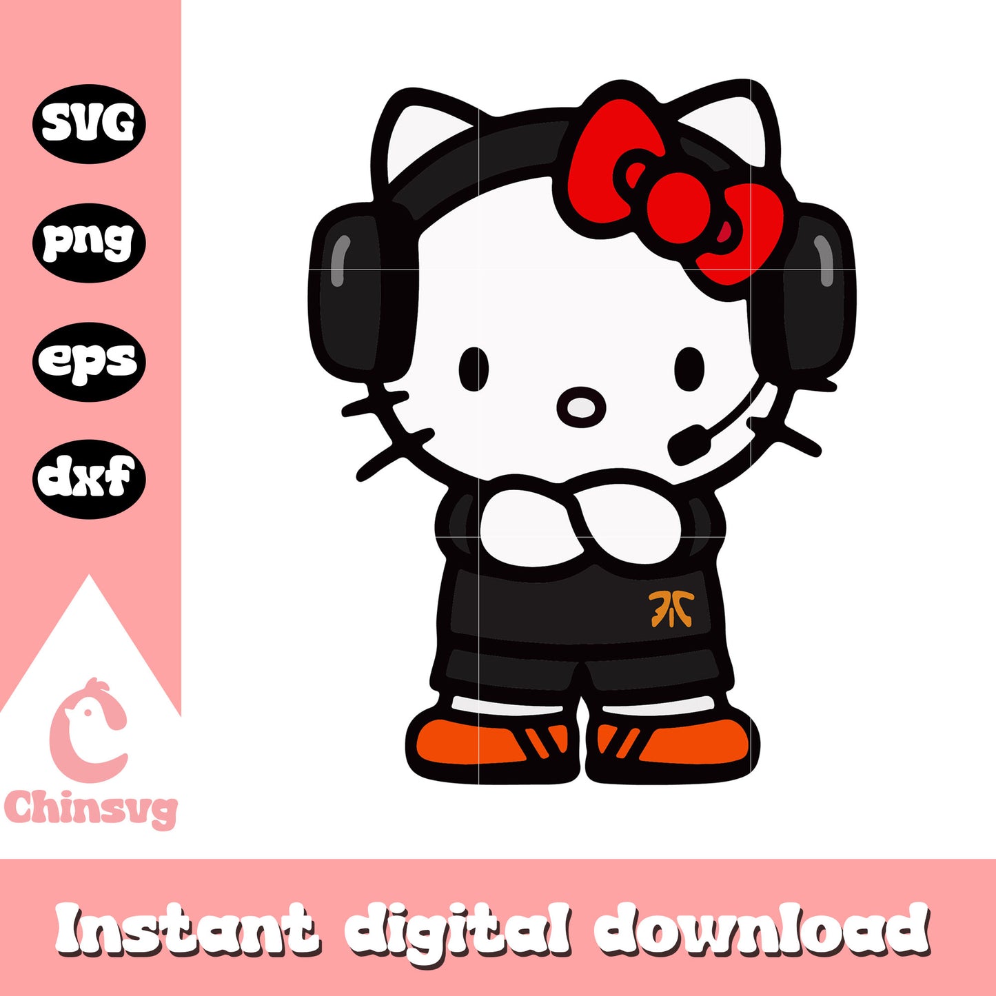 Hello kitty with headphones design svg, hello kitty svg