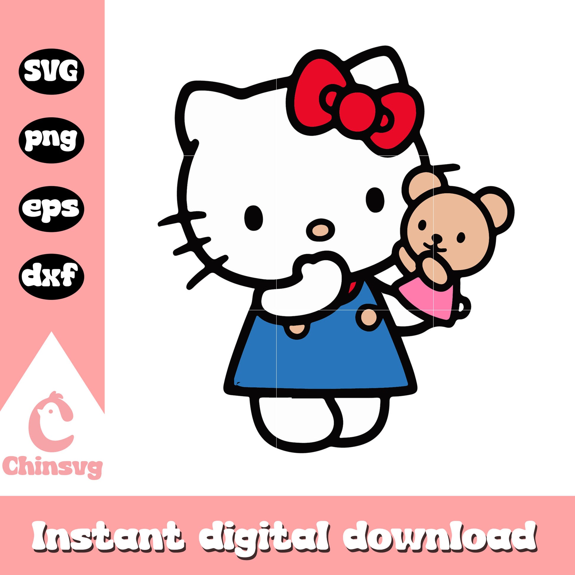 Hello kitty with teddy bear svg, hello kitty svg, sanrio cartoon svg