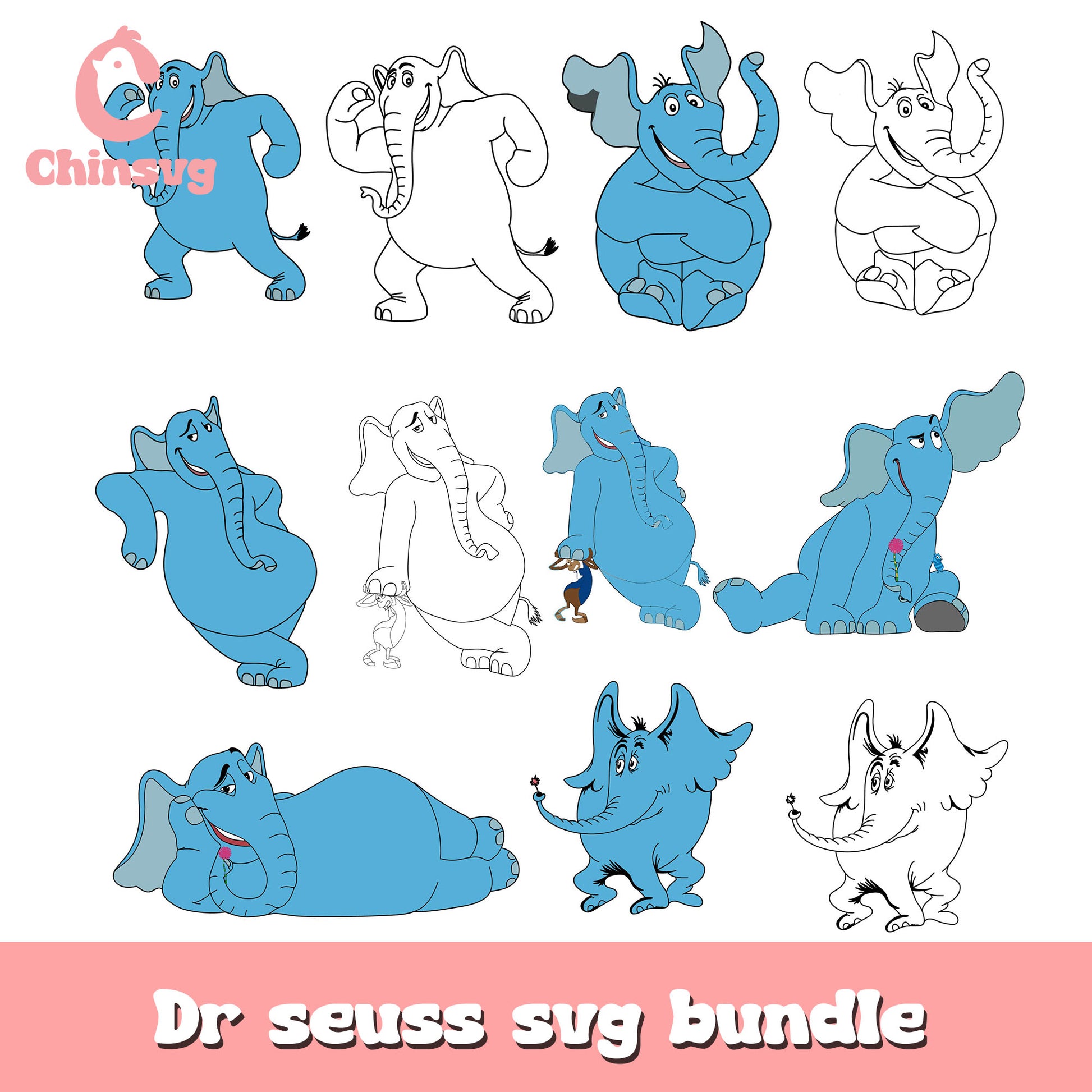 Horton characters bundle svg, dr seuss horton​ svg, cartoon svg