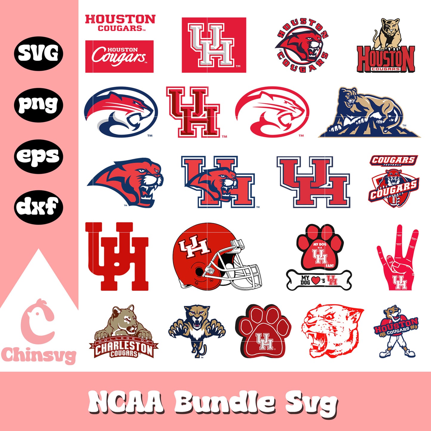 Houston Cougar logo bundle design svg, houston cougars​ svg