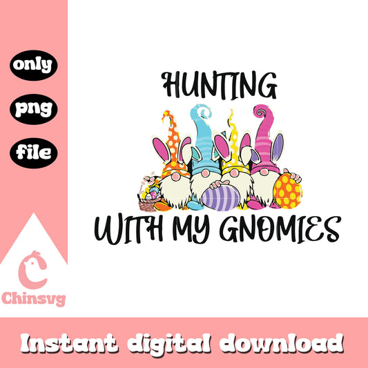 Hunting with my gnomies png, easter bunny gnome​ png, easter png