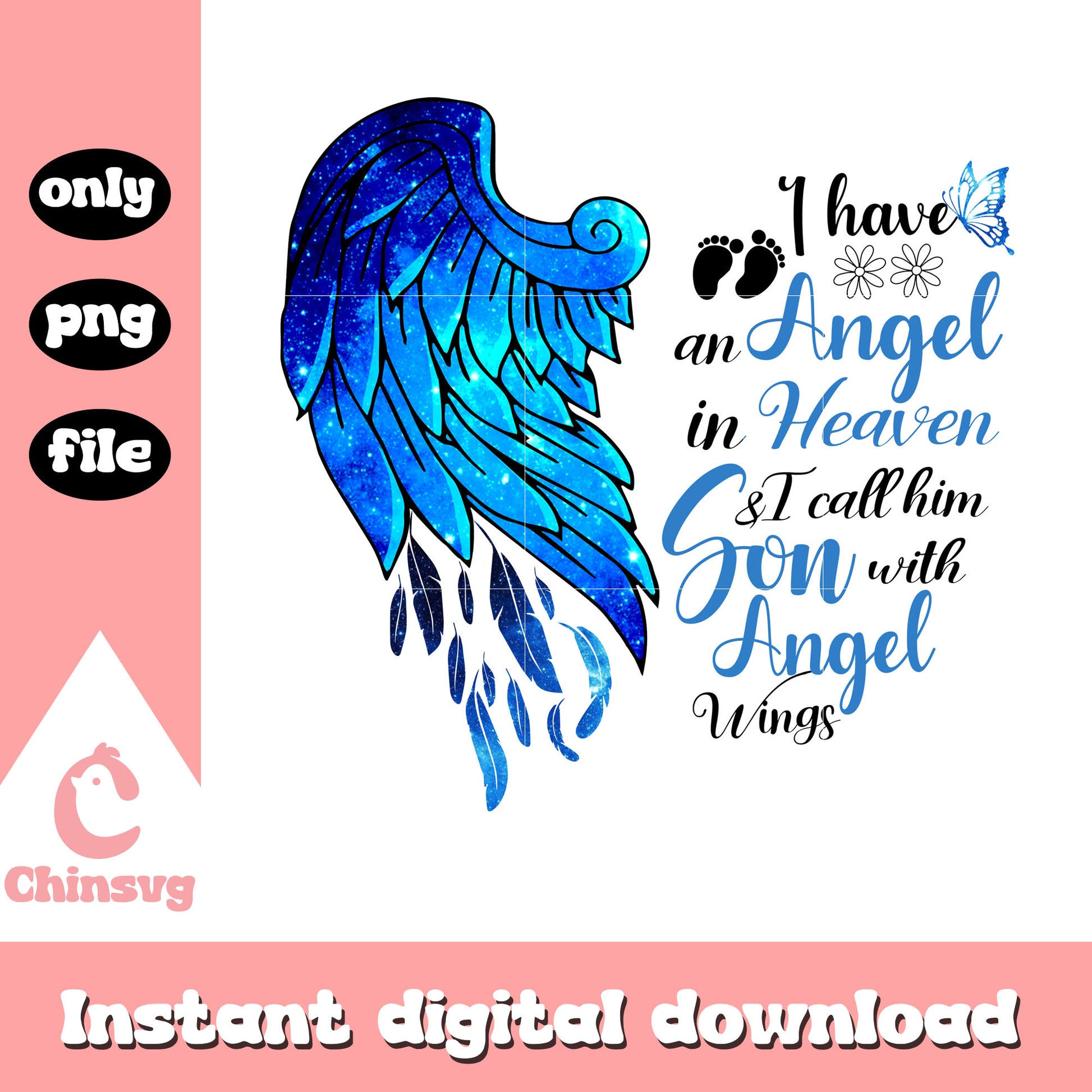 I call him son with angel wings design png, angel wings png