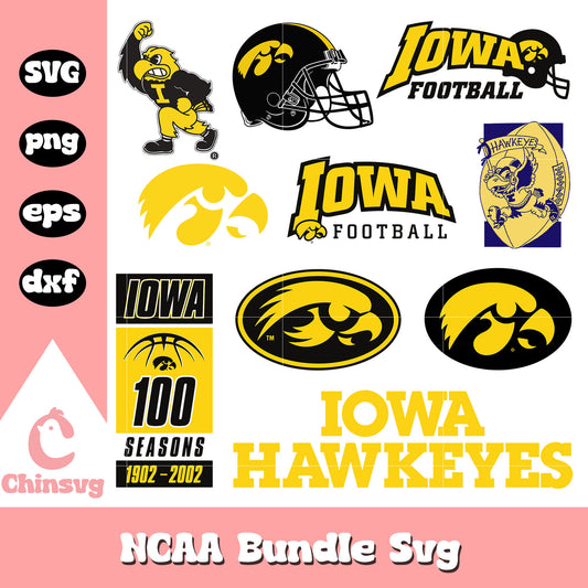 Iowa Hawkeyes Ncaa logo bundle svg, iowa hawkeyes football​ svg