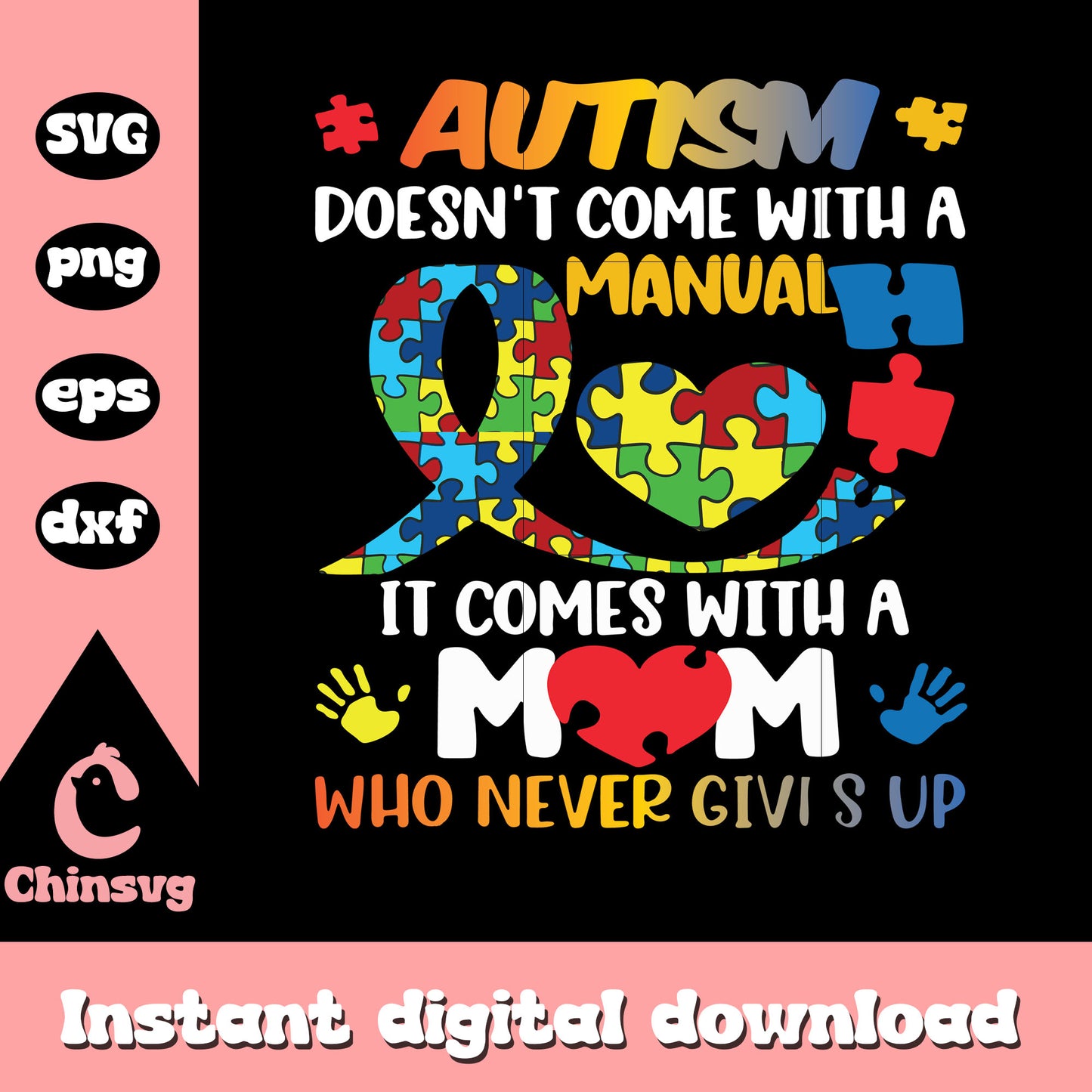 It comes with a mom svg, autism awareness svg, font svg