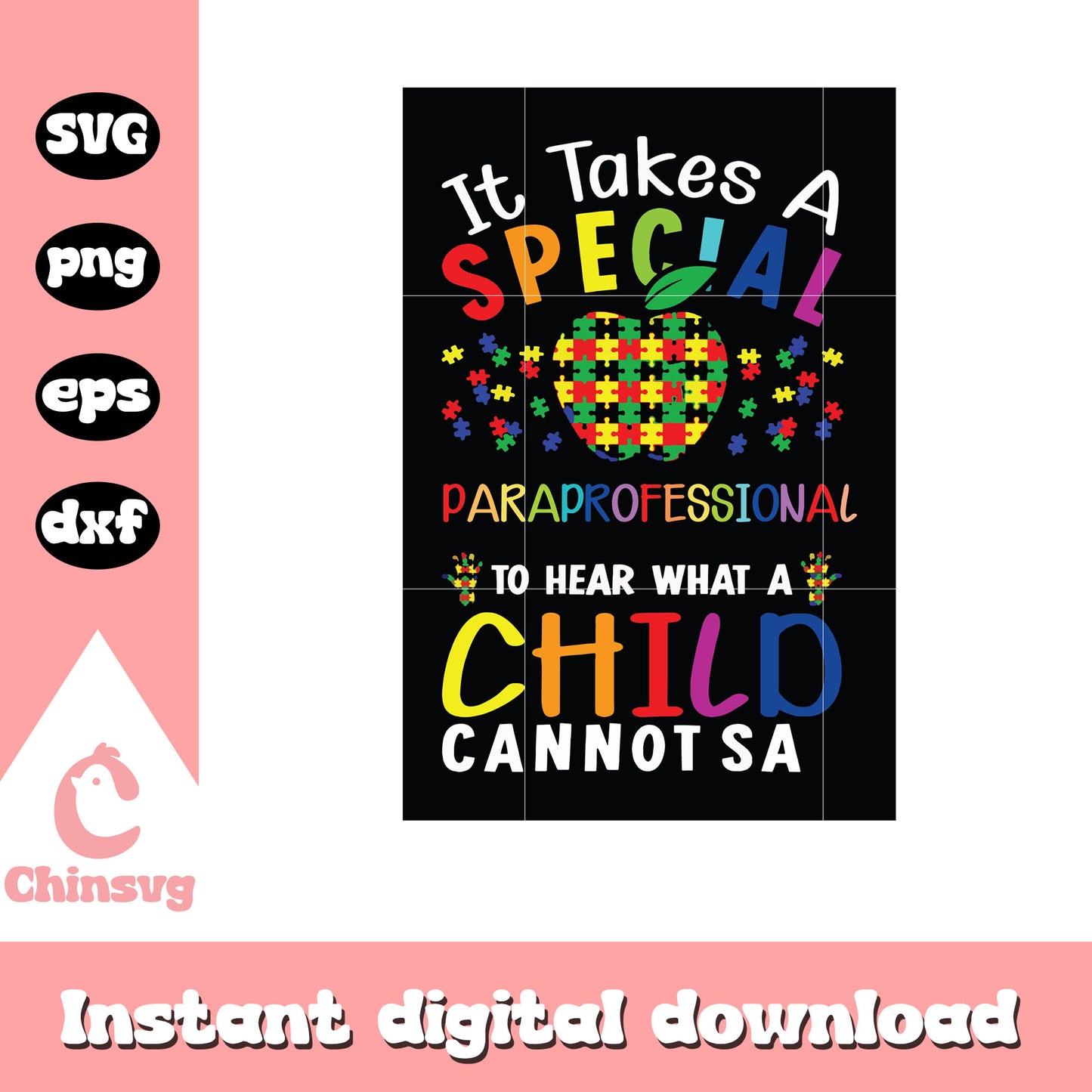 It takes a special paraprofessional svg, autism awareness svg