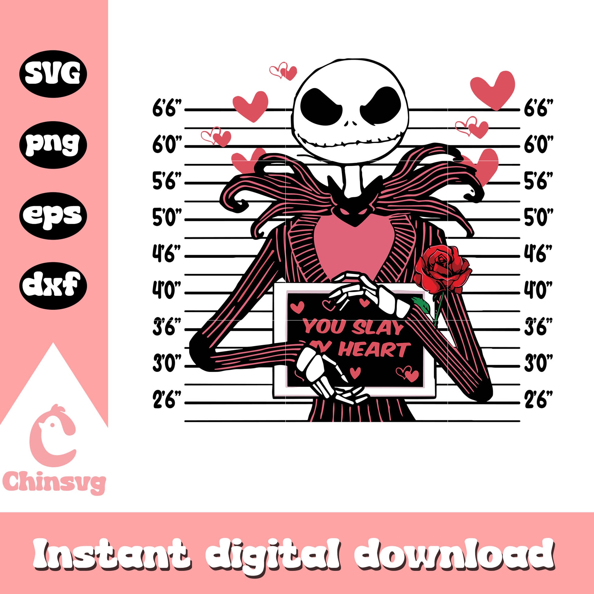 Jack Skellington you slay my heart svg, horror character svg