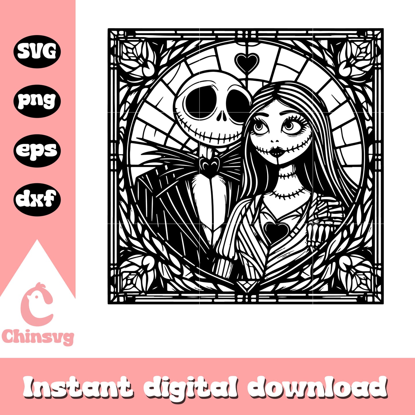 Jack and Sally Skellington couple svg, nightmare before christmas svg