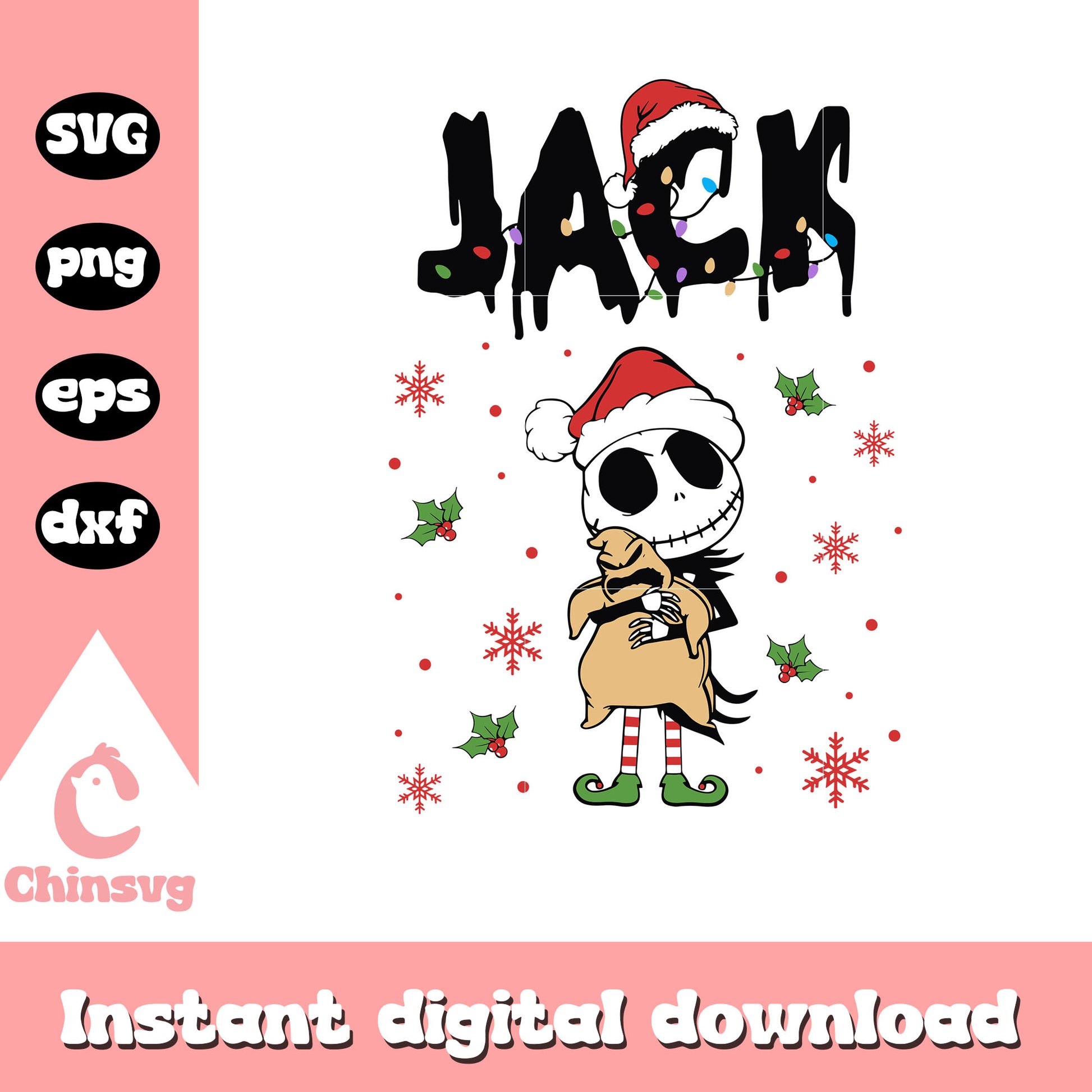 Jack skeleton santa hat svg, nightmare before christmas svg, christmas svg