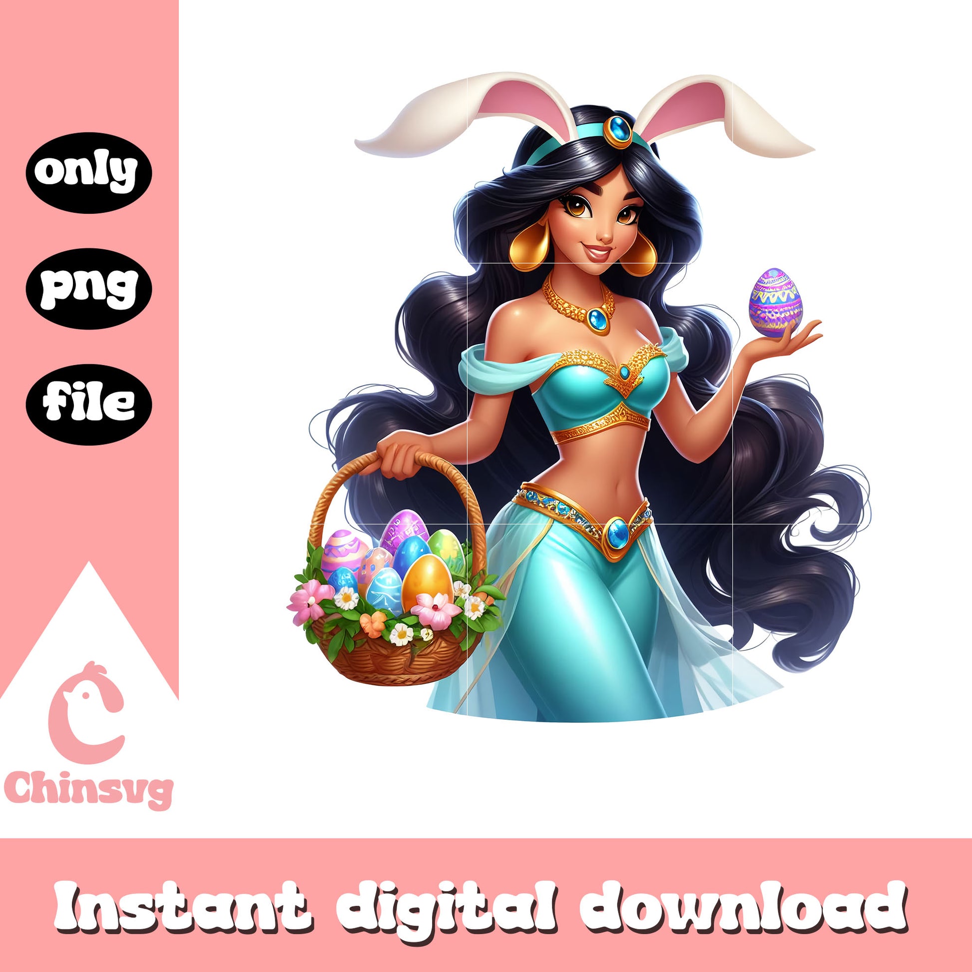 Jasmine easter bunny png, disney easter png, jasmine princess png