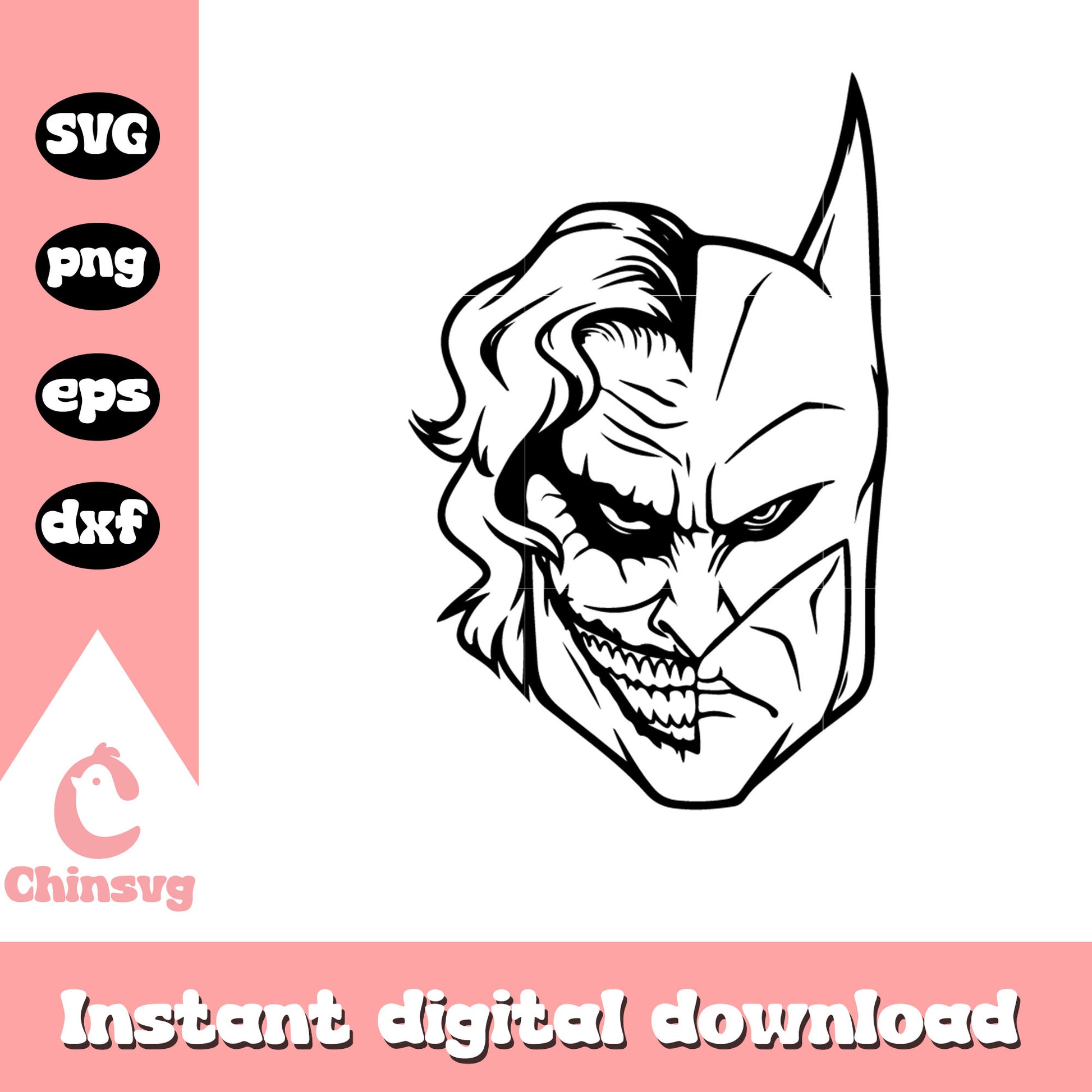 Joker x batman outline svg, jocker character svg, marvel svg