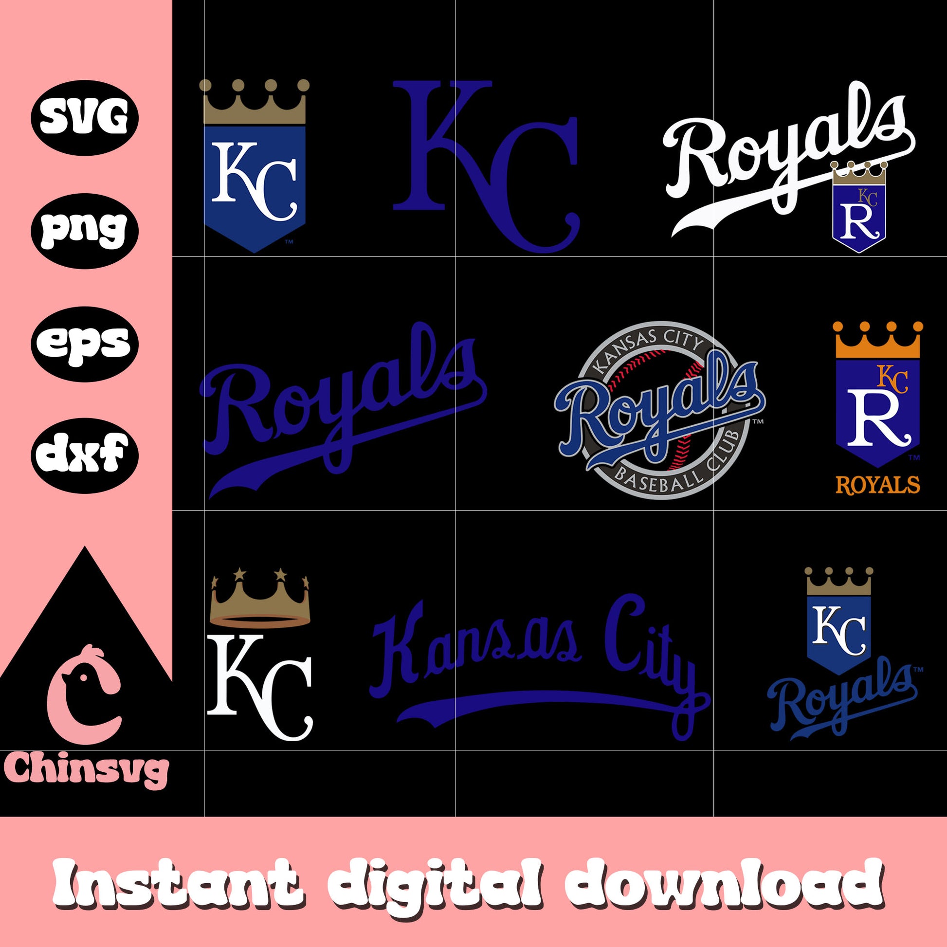 Kansas city royals logo design bundle svg, kansas city royals​ svg