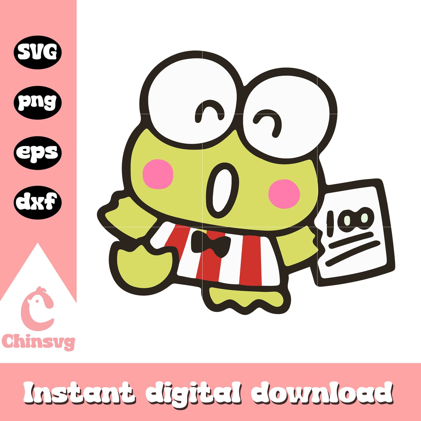 Keroppi 100 points svg, sanrio cartoon svg, hello kitty svg