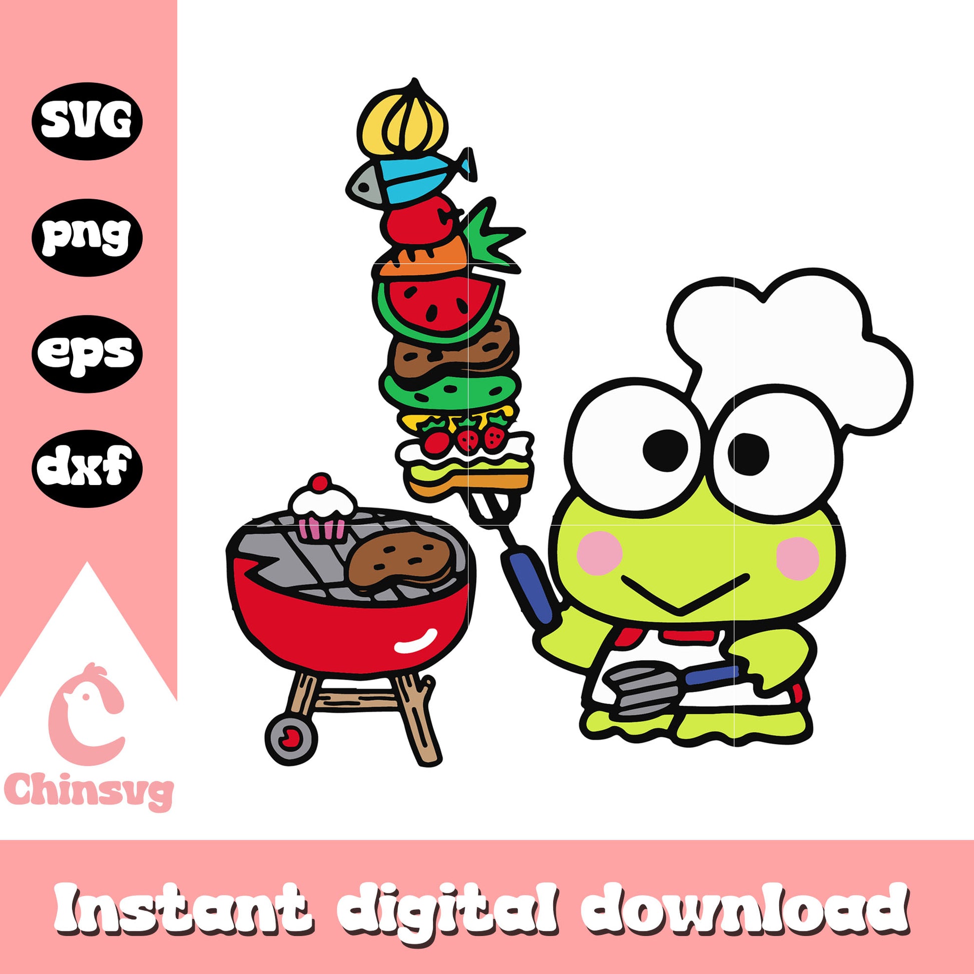 Keroppi cooking svg, Keroppi svg, sanrio hello kitty svg