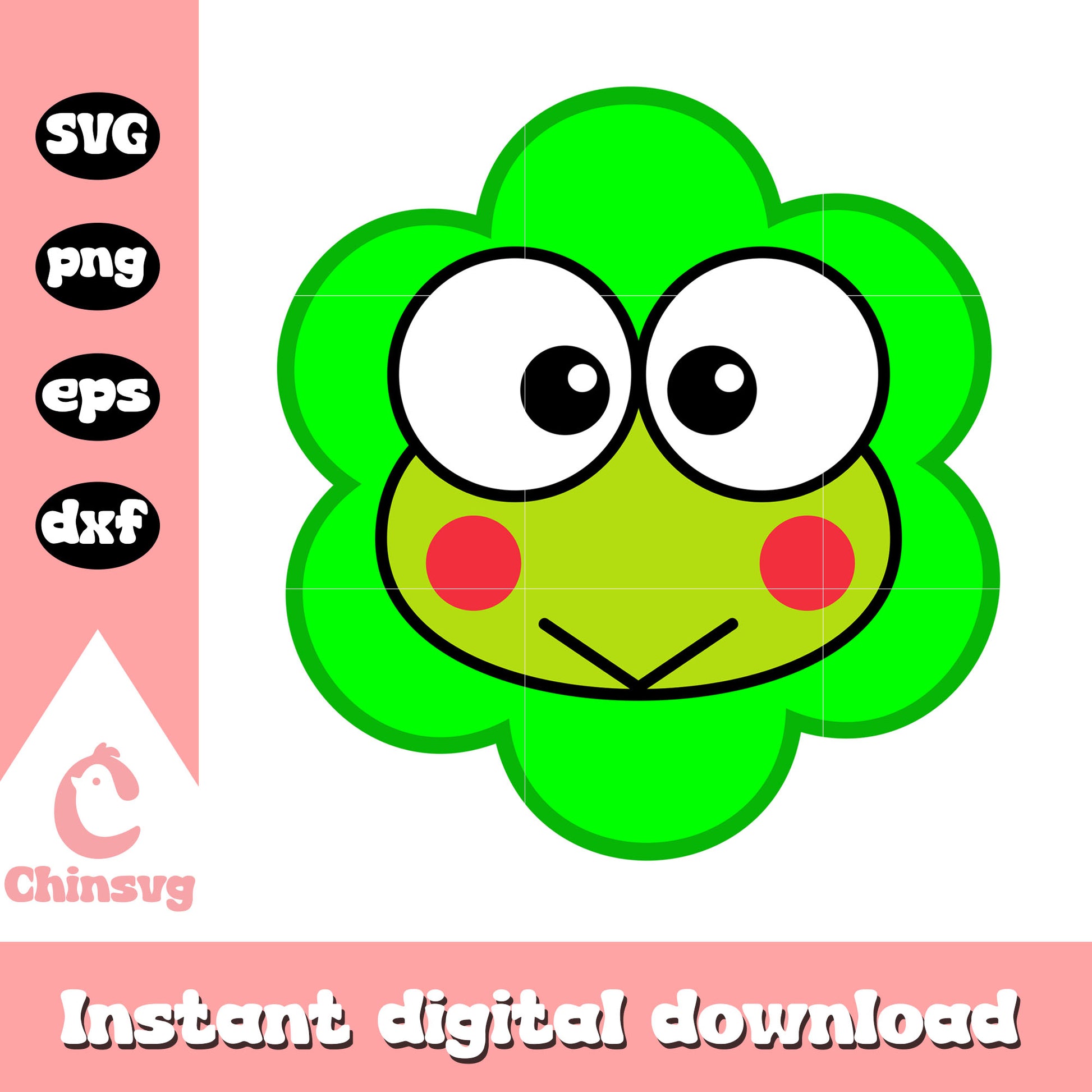 Keroppi face flower svg, keroppi frog​ svg, sanrio cartoon svg