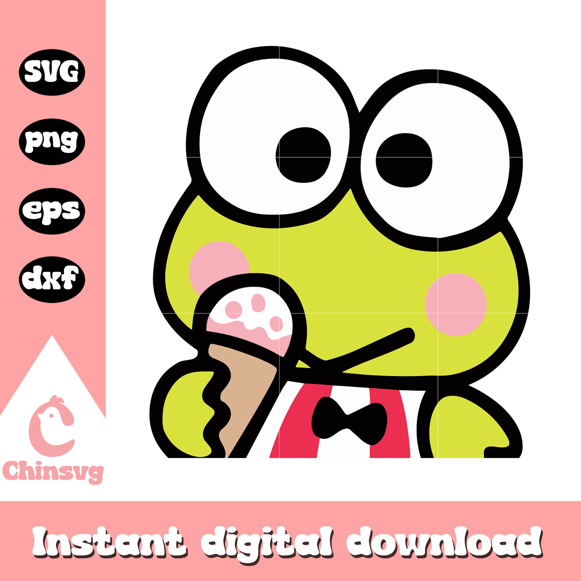 Keroppi ice cream design svg, Keroppi svg, sanrio cartoon svg