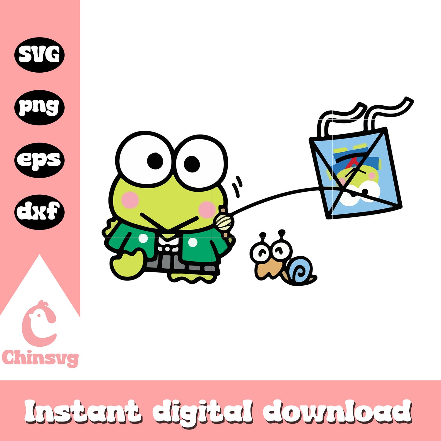 Keroppi kite flying svg, Keroppi svg, sanrio hello kitty svg