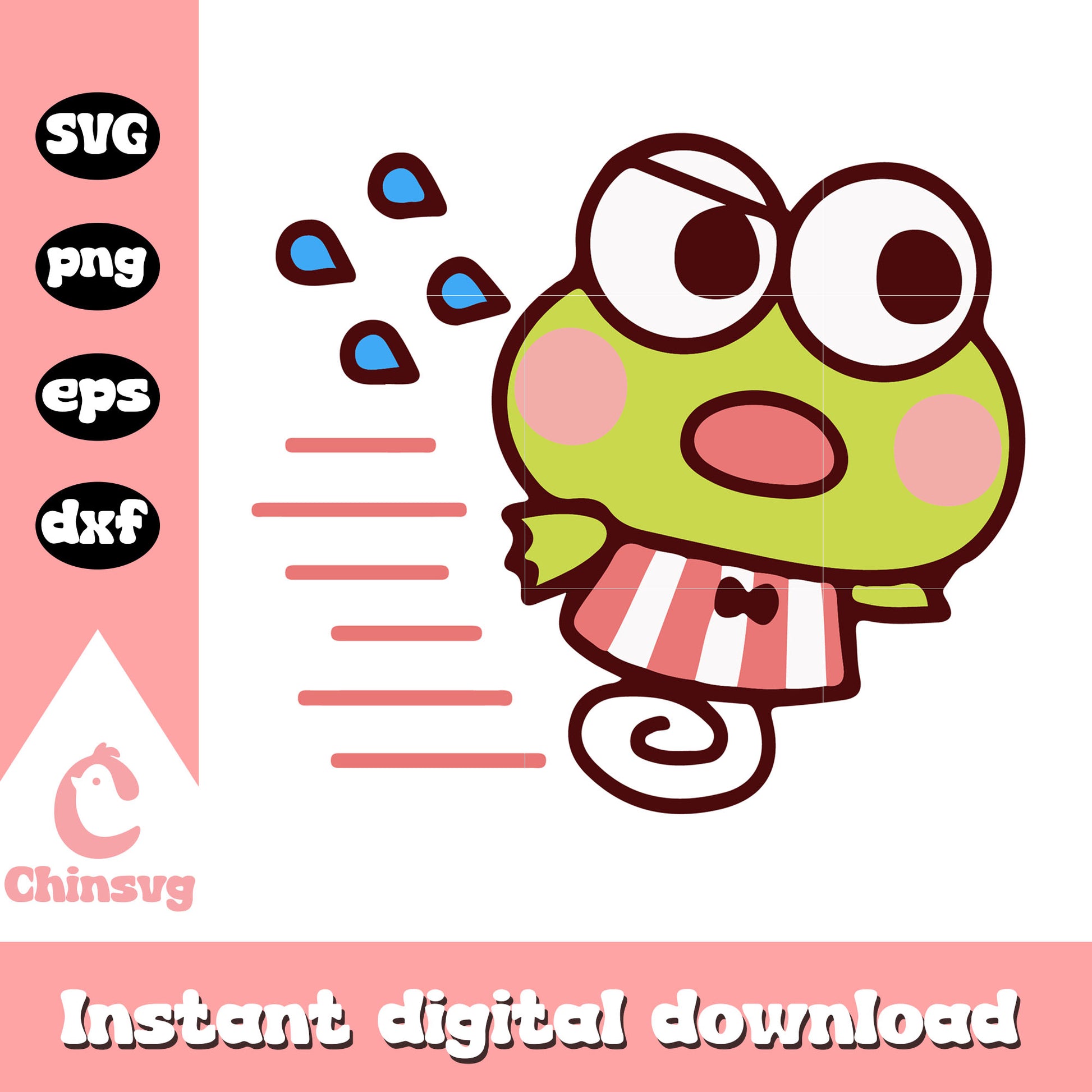 Keroppi running svg, sanrio hello kitty svg, keroppi sanrio​ svg