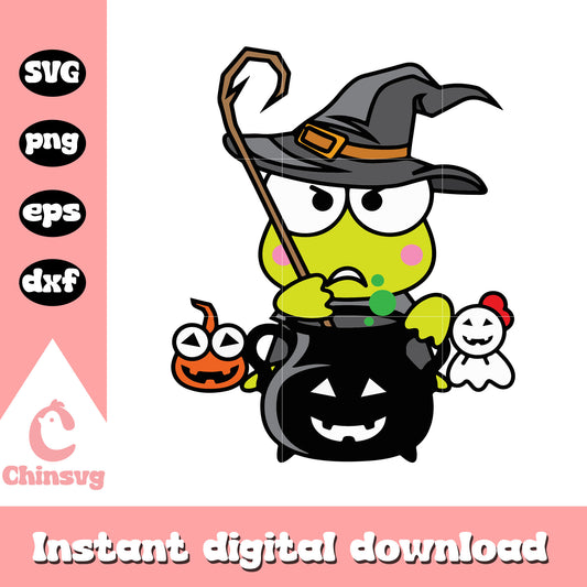 Keroppi witch halloween svg, keroppi svg, sanrio hello kitty svg