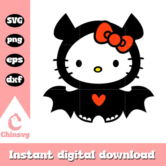 Kitty bat halloween design svg, halloween hello kitty svg