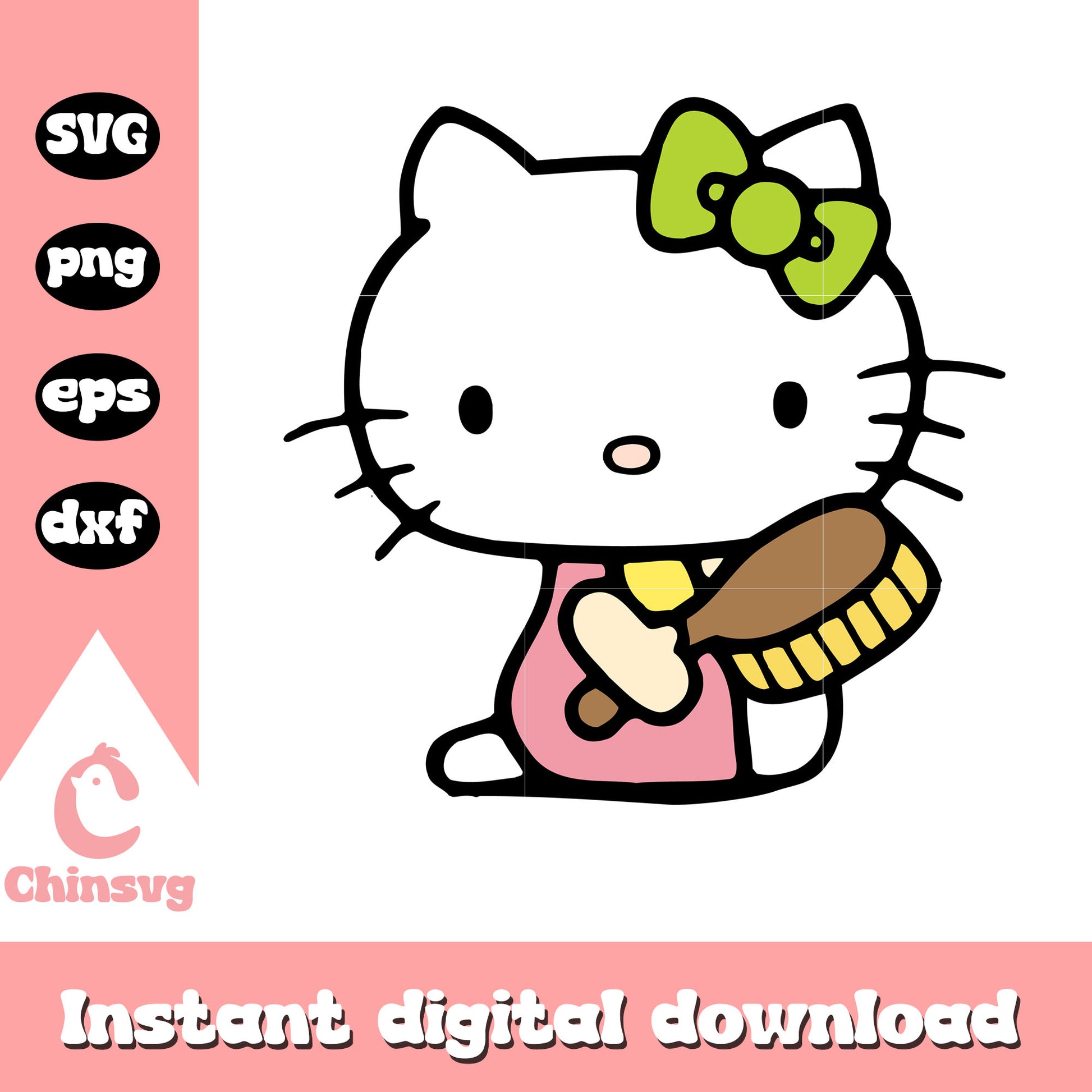 Kitty cat cartoon sitting svg, kitty cat svg, hello kitty sanrio svg