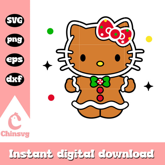 Kitty gingerbread cookie christmas svg, christmas hello kitty​ svg