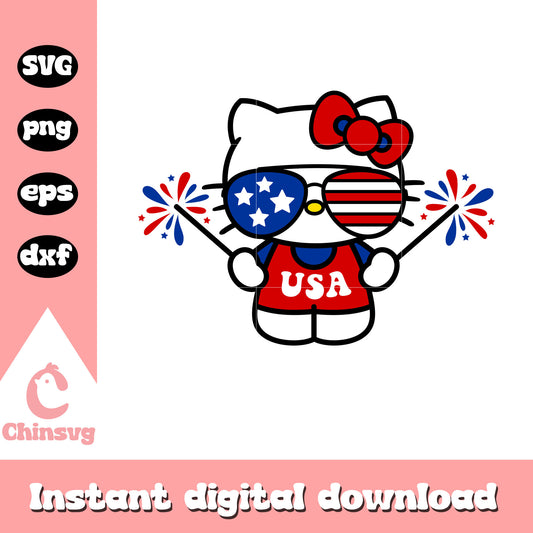 Kitty glasses 4th of july svg, hello kitty svg, sanrio cartoon svg