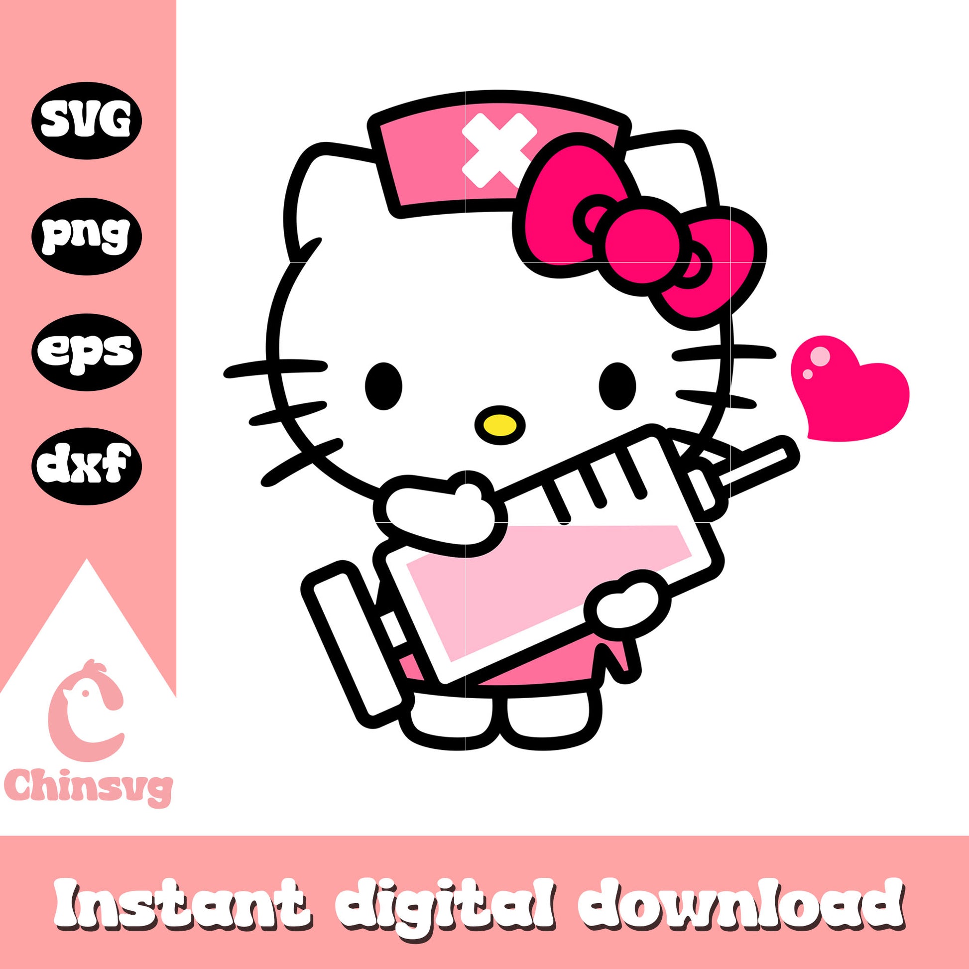 Kitty nurse cute svg, cute hello kitty​ svg, sanrio cartoon svg