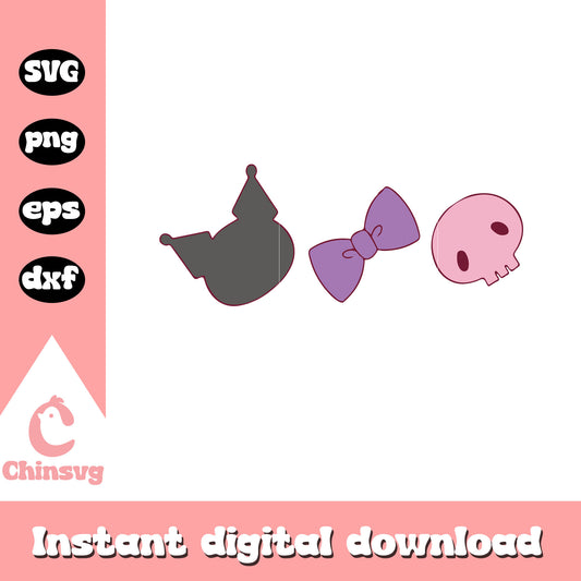 Kuromi bow tie svg, sanrio kuromi​ svg, sanrio characters cartoon svg