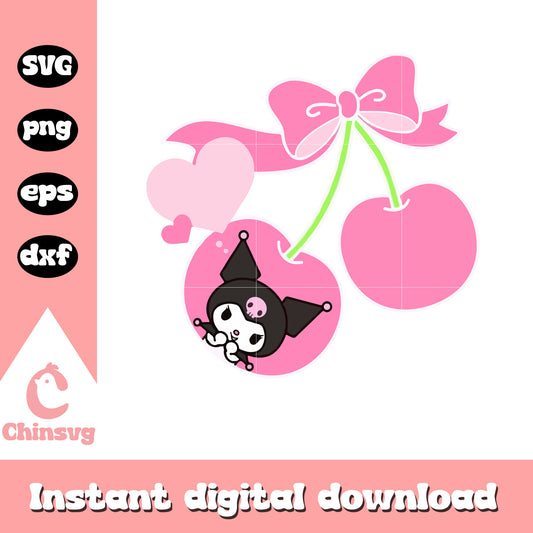 Kuromi cherries design svg, hello kitty svg, sanrio cartoon svg